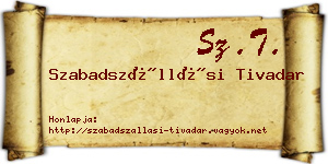 Szabadszállási Tivadar névjegykártya